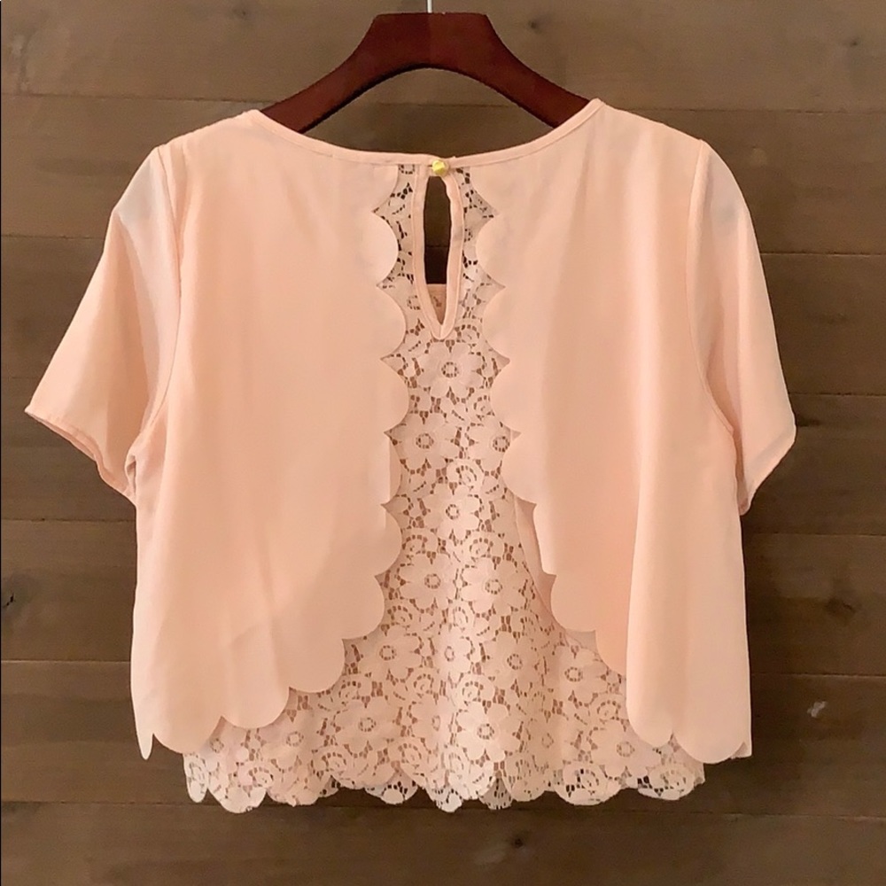 Jella Couture Underlay Lace Top Light Pink Blush